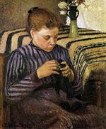 Писсарро Женщина зашивает свои чулки 1895г